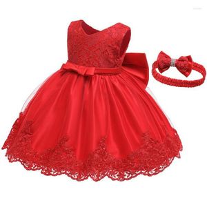 Vestidos de menina princesas meninas de renda com flor tutu vestido de festa criança crianças aniversário natal vestidos trajes de roupas infantis com grande arco