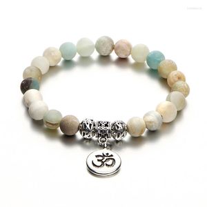 Strand Mala Amazonite Bead Bracelet For Yoga Buddhist Rosary Prayer Agate Jade Jewelry
