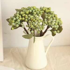 Decorative Flowers Artificial Green Berry Foam Type Home Decoration Small Fake Fruit Branches Plant Living Room Garden
