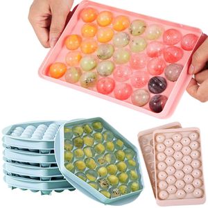 Ice Cream Tools Ice Cube Trays For Freezer Ice Ball Maker Mold Mini circle Round Ice Cube Mold with Lid Making Cocktail Whiskey Tea Coffee Tray Z0308