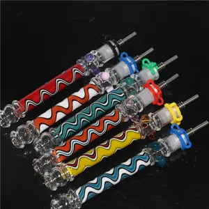 Glass Nectar Glass Pipes colorful Hand Painting top Quartz Tip Concentrate Dab Straw for water pipes Bong HandPipes