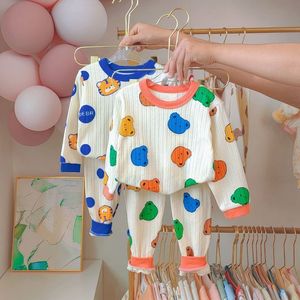 Pękama Autumn Cotton Suit Boys and Girls Długie rękawowe Ubrania Ubrania Dzieci Pękamie Ubrania domowe Pajama Zestaw dla dziewcząt Ropa de Dormir 230310