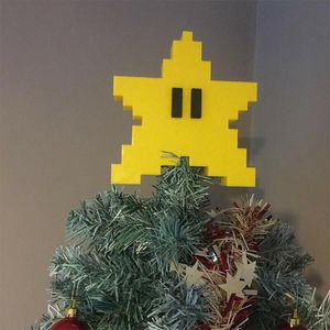 Christmas Decorations Cute Yellow Pixel Starfish Tree Topper Plastic Pendant Party Decoration Cartoon Xmas Supplies