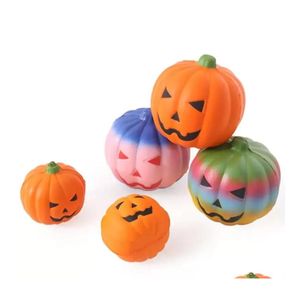 パーティーの好意7cm 10cm子供ハロウィーンギフトスクイッシュハンドスクイーズおもちゃハロウマスレインボーカボチャスローライジングリバウンドスクイーズトイrra