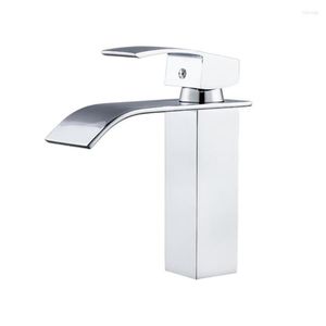 Bathroom Sink Faucets Chrome Brass Single Handle Basin Faucet Mixer Tap With 2 Hoses Waterfall Hole For Bath
