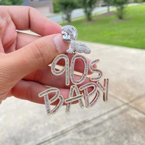 Girocollo Cute Boy Bail 2023 Design Hip Hop Gioielli Full Paved 5A Cubic Zirconia CZ Iced Out Bling Lettera 90'S Baby Pendant Collana