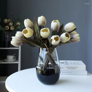 Декоративные цветы роскошные винтажные винтажные прикосновения Big Tulips Bridal Bouquet Свадебное украшение