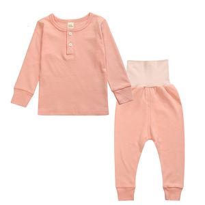 Pajamas Baby Plain Toldder Girls and Boys Home Clothing Underwear ShirtHigh-Waist Pant Sets Kids Pajamas Children Nightgowns 1-6 Years 230310