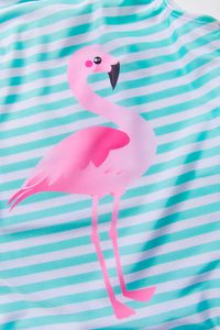 Maiô flamingo para meninas de 2 a 9 anos, roupa de banho estilo flamingo listrado de duas peças estilo 1119