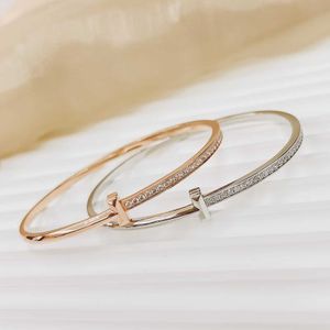 Bracciale originale in argento sterling S925 TFF t1 con mezzo diamante, set regalo squisito, lusso leggero, semplice e versatile