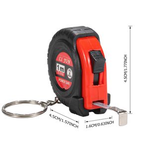 Nyckelringar utdragbar linjalband Mät Keychain Mini Pocket Size Metric 1M bil Nyckelringar Tillbehör Kvinnor Sholesale Bulk