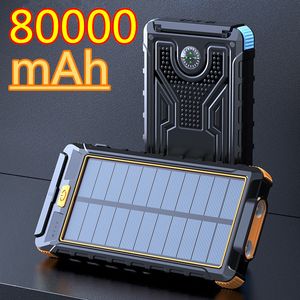 80000 mAh Solar Power Bank Tragbares Ladegerät USB Outdoor Große Kapazität Externer Akku für iPhone Samsung Xiaomi