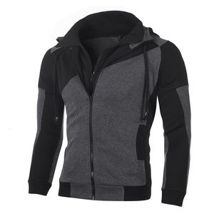 Mens Hoodies Sweatshirts MRMT Brand Colorblock Double Zipper Hooded Cardigan for Male Slim Hoodie Sweatshirt 230310