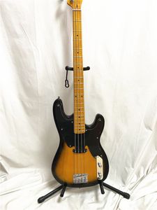 Klassisk vintage Sunburst 4-sträng Electric Bass Guitar Maple Neck Black PickGuard Chrome Hardware