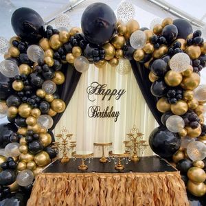 Outros suprimentos de festa do evento 130pcs Black Gold Balloon Garland Arch Kit DOT DOT CHROMO METALLIC LATEX BALLON PARA CASAMENTO ANIVERSÁRIO DO CASEMO