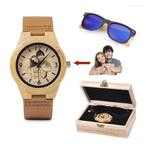 Armbanduhren BOBO BIRD Benutzerdefinierte Holzuhr und Sonnenbrille Männer Frauen Uhren Luxusidee Geschenke mit Holzkiste Erkek Kol Saati
