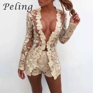 Women Dwuczęściowe spodnie Peling Fashion Haft Seksowne dwuczęściowe zestawy Kobiety Lace V Nakień pusty kardigan i szorty nocne perspektywy 230310