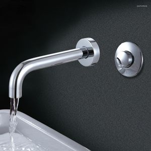 Bathroom Sink Faucets Push Button Single Cold Delay Faucet Brass Into The Wall Pressed Counter Basin Sub Decent Mixer