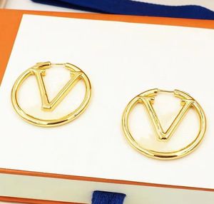Moda doppia lettera orecchini a cerchio in oro per le donne lady party amanti del matrimonio regalo di fidanzamento gioielli per la sposa solo cerchi orecchini di design in argento orecchini di lusso