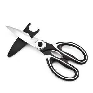 Stainless Steel Kitchen Scissors Shears With Blade Cover Multifunction Food Meat Vegetable Fruit Slicers Cutters Kitchen Tools DBC