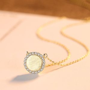 Nowy mikro-set cyrkon słonecznik S925 Srebrny wisiorek naszyjnik biżuteria moda seksowna kobiety plisowane 18-karatowe złot
