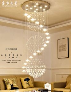 Chandeliers Modern LED Long Spiral Stairs Chandelier Staircase Rain Drop Pendant Lamp Fixtures Suspended Light Restaurant Hanging Lighting