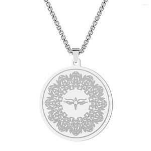 Pendant Necklaces 2023November Fashion Stainless Steel Buddha Eyes Necklace Gold Silver Choker Amulet Coin Statement Jewelry Gift