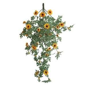 Dekoracyjne kwiaty wieńce sztuczne stokrotka wisząca girlanda rattan symulacja słonecznika bluszcz ogrodowy salon fałszywy wystrój jedwabny dom f
