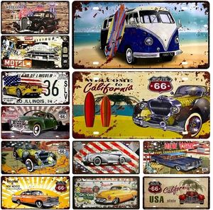 Bus Tin Sign Surf Plate License Metal Signs Motor Oil Poster Vintage Plate Signs for Pub Bar Cafe Garage Wall Art Decor Man Cave personalized Art Decor Size 30X20CM w01