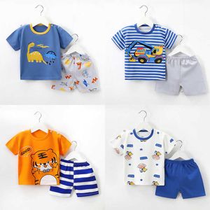 Kids Clothing Sets 2 Piece Shorts Set Suit Short Sleeve T-shirt Summer Boys Girls Clothing Cotton Baby Clothes 0-5 Years Old