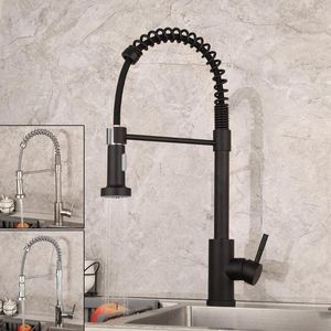 Kökskranar Yanksmart Chrome /Matte Black Faucet 360 graders rotation Stream Sprayer Munstycks däck monterat handfat Mixer Vatten kran