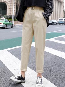 Women's Pants Capris Beige High waist Casual Pants Women loose Spring Autumn Women's Korean slim Harem pants Nine pants 3XL 230310