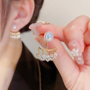 Stud Earrings Autumn And Winter 2023 Silver Needle Mermaid Ji Wearing Zircon Tassel Delicate Fashion Sweet Wholesale