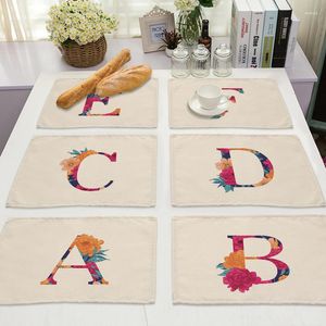 Table Mats Pink Flower Letter Insulation Placemat Kitchen Dining Mat Pads Cup Home Decor Accessories