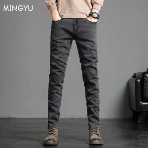 Men's Jeans Skinny Grey Fashion Casual Elastic Cotton Slim Korea Blue Biker Pencil Denim Trousers Male Hip Hop Brand Clothing Y2303