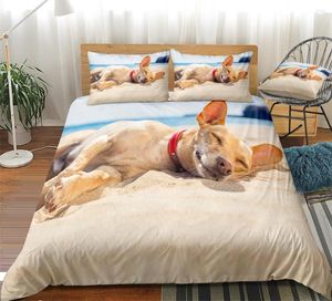 Bedding Sets Cute Dog Duvet Cover Set Kids Puppy Beach Home Textile Cartoon Animal Quilt Boys Drop Ship