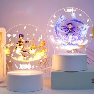 Anime Manga Genshin Impact Stand Acrylic Night Light Anime Peripheral Figure Toy Figures Hu Tao Action Models Ornaments Decoration Ke Qing 230309