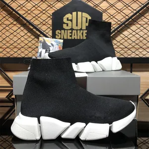 Top paris sock casual shoes men women Plate-forme designer sneaker Slip-On speed trainer black white air sole outdoor sneakers Breathable platform boots shoe
