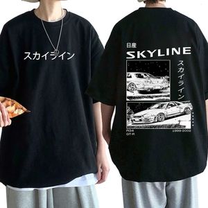 Mens Tshirts Anime Drift AE86 Initial D Double Sided Tshirt Oneck Kort ärmar Summer Casual Unisex R34 Skyline GTR JDM MANGA T SHIRTS 230310