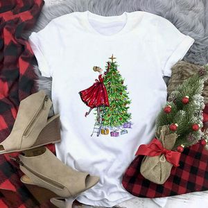 Kadın T Shirtler Kadın Gömlek 2023 Lady 90'lar Ağaç Merry Christmas Tees Ladies Tshirt Kadın Top Moda Grafik Giysileri Yaz Tee Femme