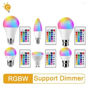 Lamp Spotlight lampan E27 E14 GU10 B22 AC 220-240V Bombillas LED 6W 10W IR Remote Control Smart RGBW Home Decor