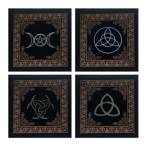 Table Cloth 0.5x0.5m Triple Moon Pentacle Pentagram Altar Divination Astrology Tarot Cards Game Tablecloth Velvet Board Pad