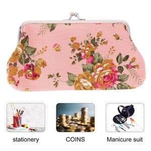 Pencil Bags Vintage Flower Wallet Lady Buckle Clutch Bag Rose Pattern Coin Purse Office School Supplies