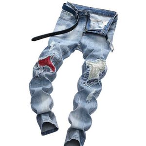 Jeans män Denim Distressed Medium Skäggeffekt Fritidsmode Byxor Plus Size Herr Retro Hip Hop Party Street Large Y2303
