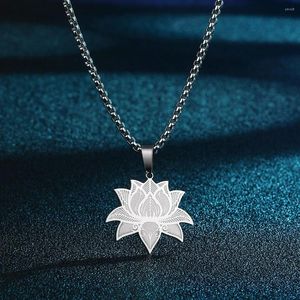 Pendant Necklaces Todorova Stainless Steel Elegant Lotus Flower Necklace For Women Yoga Charm Jewelry Christmas Gift