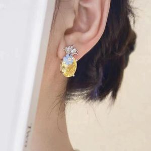 Stud Earrings Cartoon Earring Woman Flower Pineapple For Women Party Gift Fashion Trend Wedding Metal Yellow Jewellery Accesorios