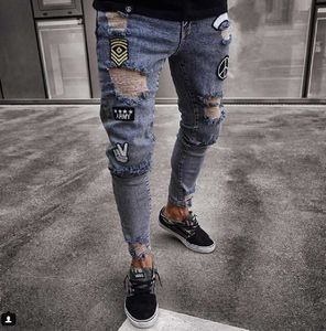 Men's Jeans Men Stylish Ripped Pants Biker Skinny Slim Straight Frayed Denim Trousers New Fashion skinny jeans men Clothes Y2303