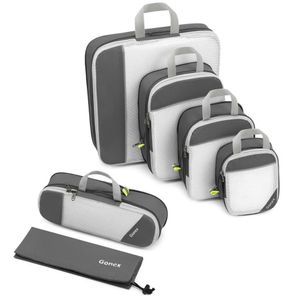 Gonex SET Travel Compression Packing Cubes Luggage Suitcase Organizer Hanging Storage Bag ECO Premium Mesh LJ200922250C