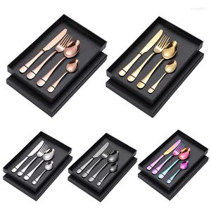 Dinnerware Sets Stainless Steel Environmentally Friendly Tableware Cutlery Set Gift Box 4 Piece Kitchen Accessories