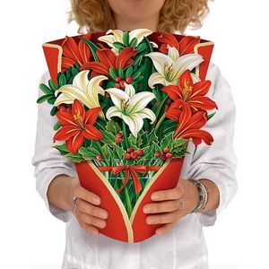 Presentkort utsökt popupblomma bukettkort 3D Creative Vivid Flower Popup Card for Birthday Mothers Day Graduation Wedding Anniversary Z0310